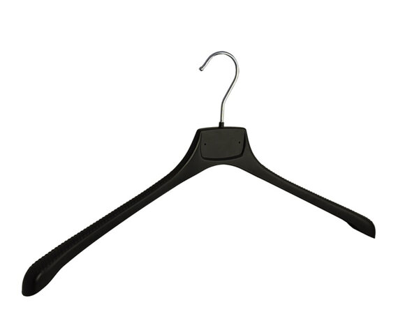Mantelhanger - Kostuumhanger - Jassenhanger - Volwassenen - MR50 - 40 Stuks - Kunststof - Zwart - Gebogen Model - Schouderverbreding 2,5 cm - 50 cm - Kledinghanger - Kleerhanger - MR-Serie
