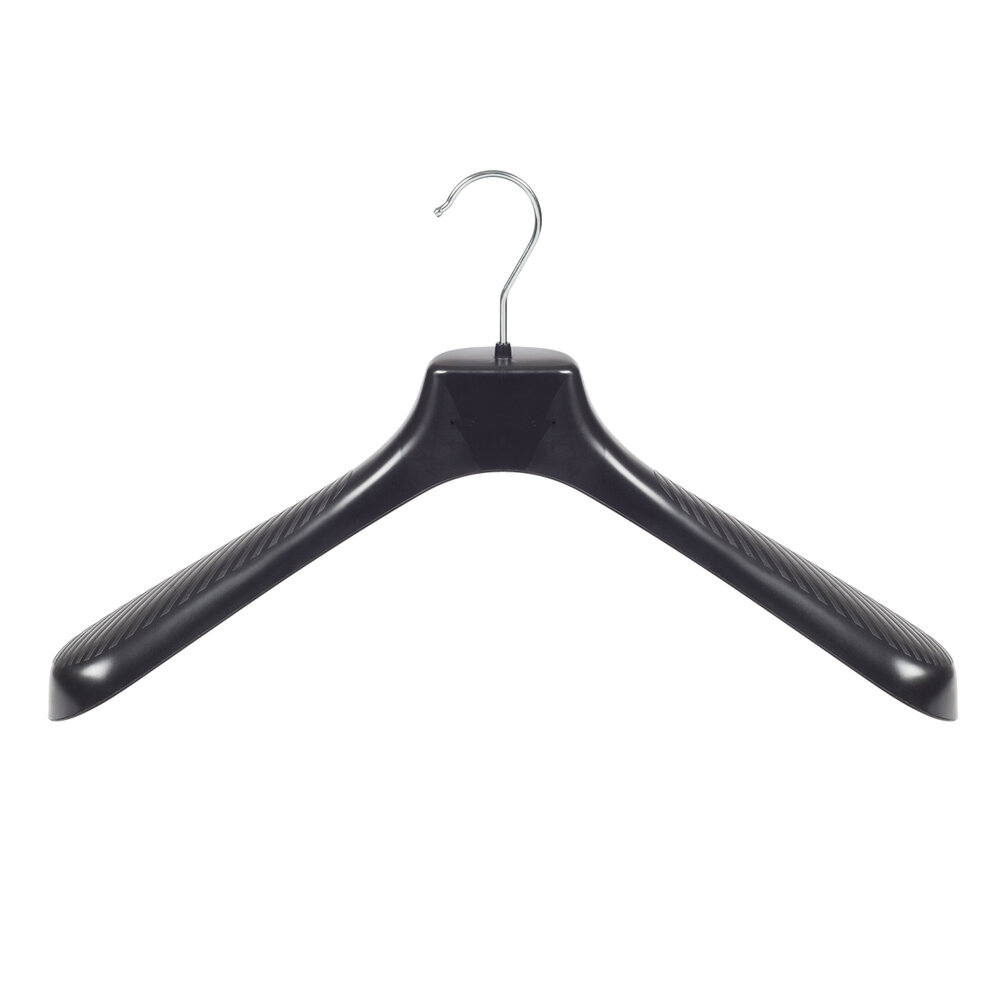 Mantelhanger - Kostuumhanger - Jassenhanger - Volwassenen - GP45 - 10 Stuks - Kunststof - Zwart - Gebogen Model - Schouderverbreding 7 cm - 45 cm - Kledinghanger - Kleerhanger - GP-Serie