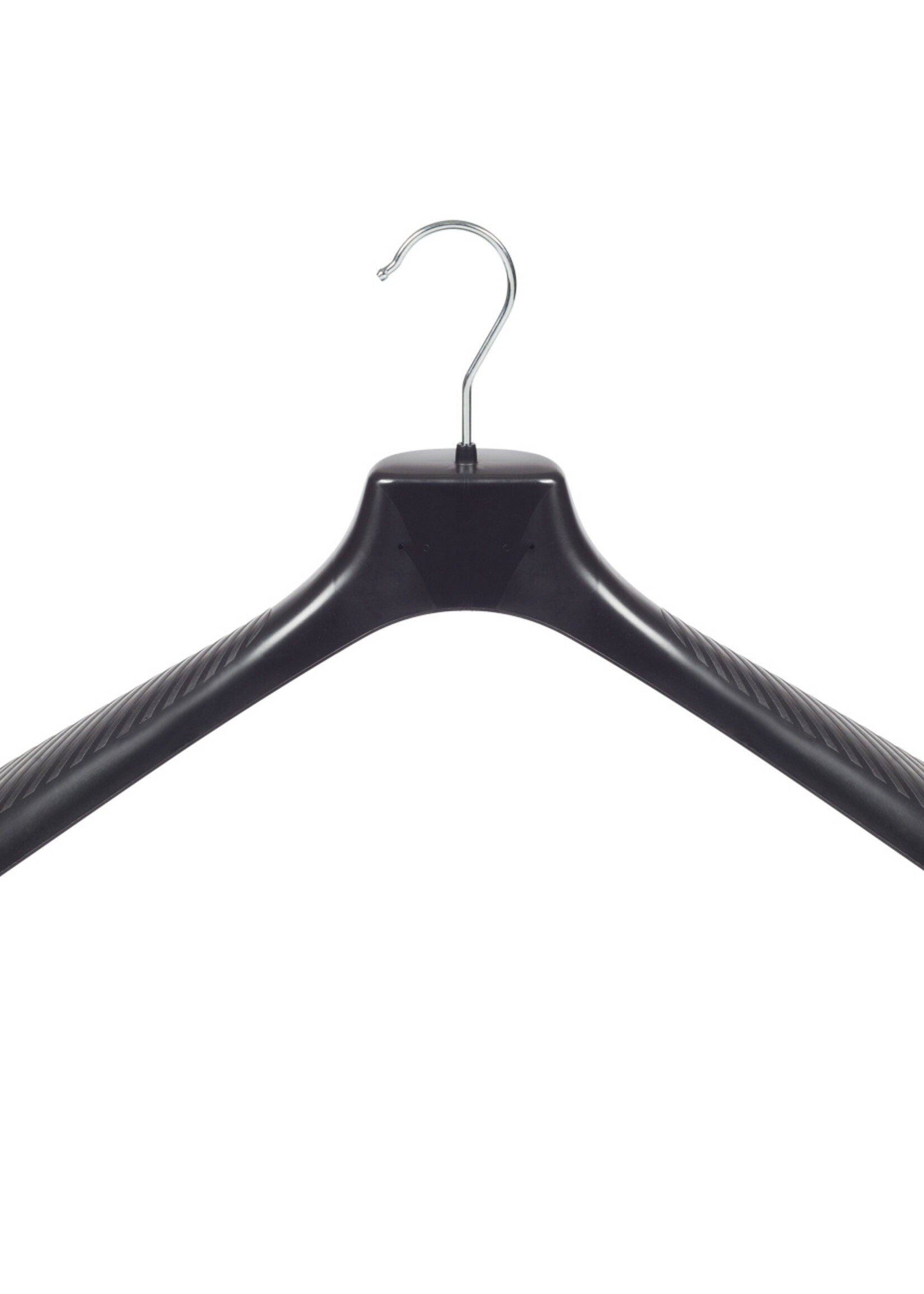 Mantelhanger - Kostuumhanger - Jassenhanger - Volwassenen - GP45 - 20 Stuks - Kunststof - Zwart - Gebogen Model - Schouderverbreding 7 cm - 45 cm - Kledinghanger - Kleerhanger - GP-Serie