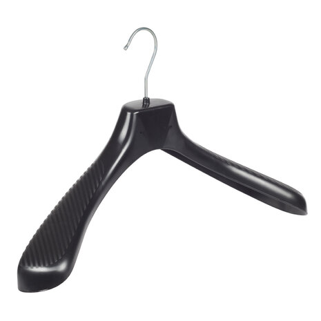 Mantelhanger - Kostuumhanger - Jassenhanger - Volwassenen - GP45 - 20 Stuks - Kunststof - Zwart - Gebogen Model - Schouderverbreding 7 cm - 45 cm - Kledinghanger - Kleerhanger - GP-Serie