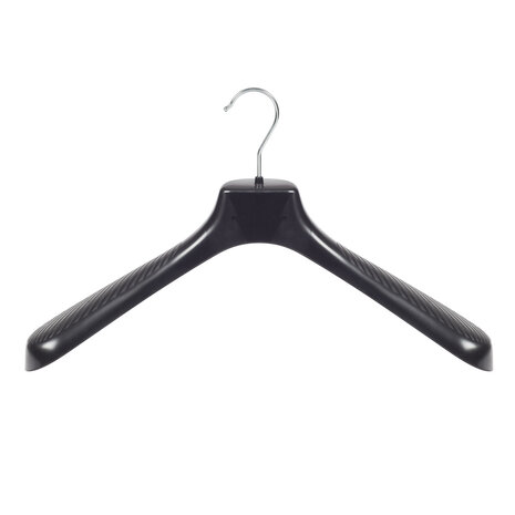 Mantelhanger - Kostuumhanger - Jassenhanger - Volwassenen - GP45 - 40 Stuks - Kunststof - Zwart - Gebogen Model - Schouderverbreding 7 cm - 45 cm - Kledinghanger - Kleerhanger - GP-Serie