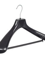 Mantelhanger - Kostuumhanger - Jassenhanger - Volwassenen - GP45 - 30 Stuks - Kunststof - Zwart - Gebogen Model - Schouderverbreding 7 cm - Broeklat - 45 cm - Kledinghanger - Kleerhanger - GP-Serie