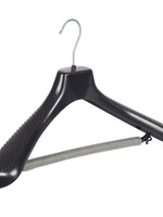 Mantelhanger - Kostuumhanger - Jassenhanger - Volwassenen - GP45 - 40 Stuks - Kunststof - Zwart - Gebogen Model - Schouderverbreding 7 cm - Broeklat met Schuim - 45 cm - Kledinghanger - Kleerhanger - GP-Serie
