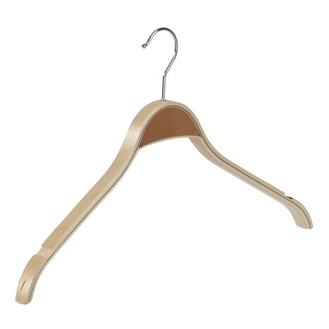 Mantelhanger - Kostuumhanger - Jassenhanger - Volwassenen - 7717H - 20 Stuks - Berkenhout - Naturel Gelakt - Schouderverbreding 1,8 cm - 42 cm - Rokinkepingen - Kledinghanger - Kleerhanger