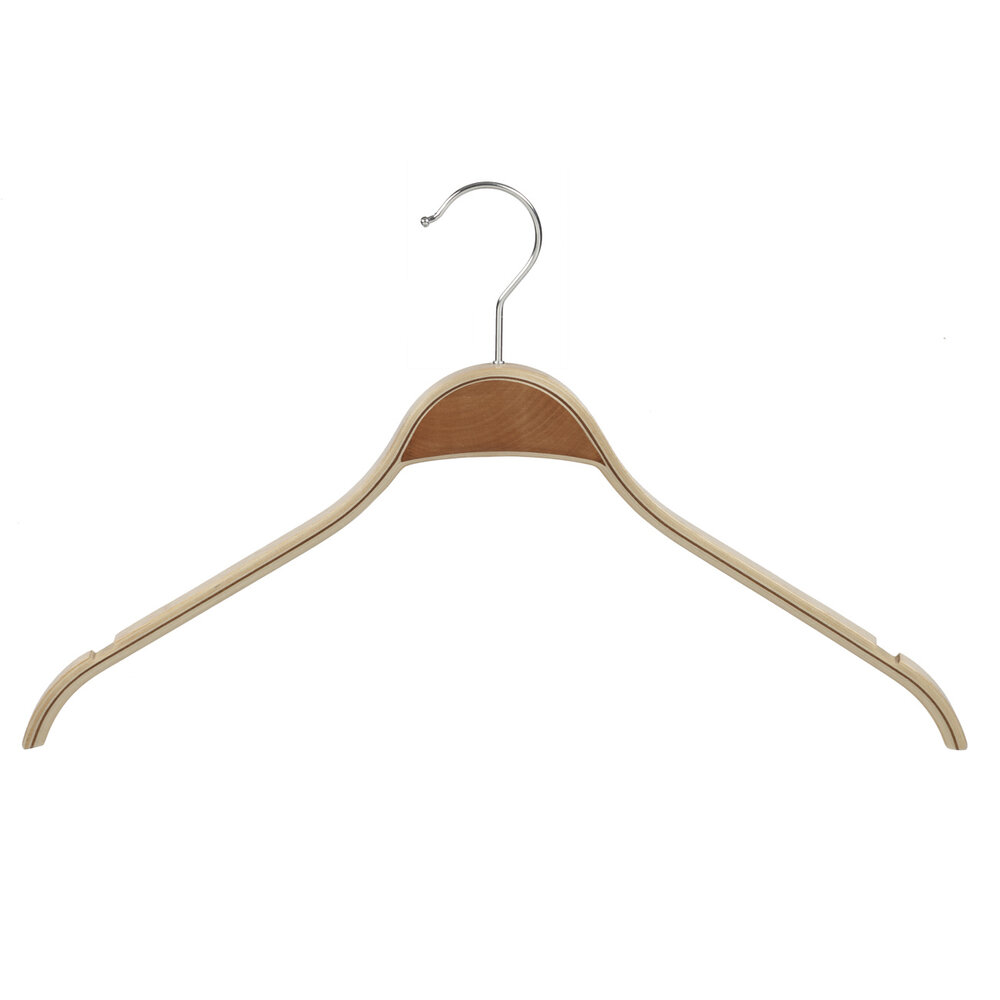 Mantelhanger - Kostuumhanger - Jassenhanger - Volwassenen - 7717 - 6 Stuks - Berkenhout - Naturel Gelakt - Schouderverbreding 1,8 cm - 42 cm - Rokinkepingen - Kledinghanger - Kleerhanger