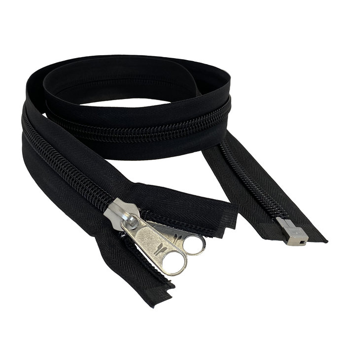 KROKO SPIRAL ZIPPER, BLACK 200 CM