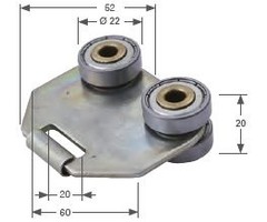DUBBELE RUNNER VOOR 20 MM BAND- STAAL, RAIL NR. 100