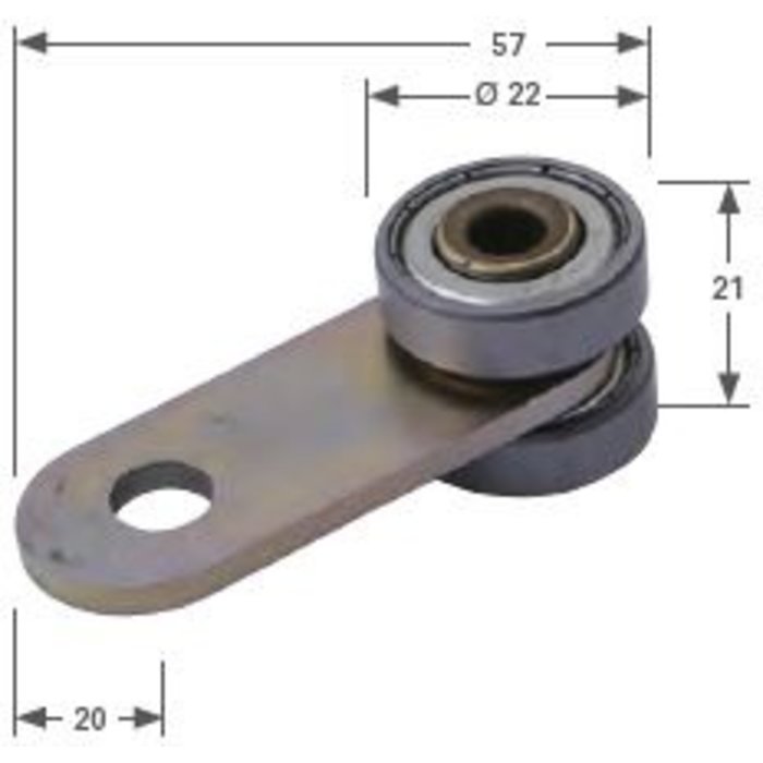 ENKELE RUNNER MET 1 BOORGAT- STAAL, RAIL NR. 100