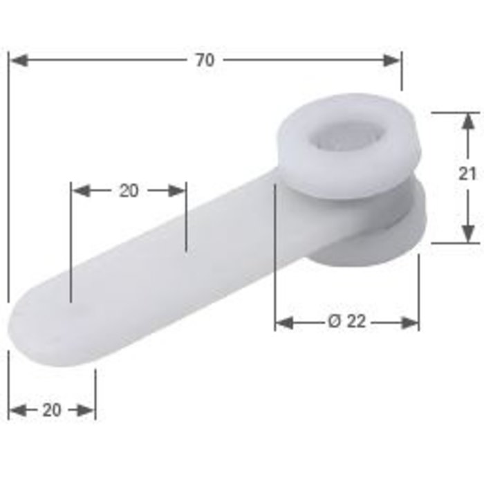 ENKELE RUNNER MET 2 BOORGATEN- KUNSTSTOF, RAIL NR. 100