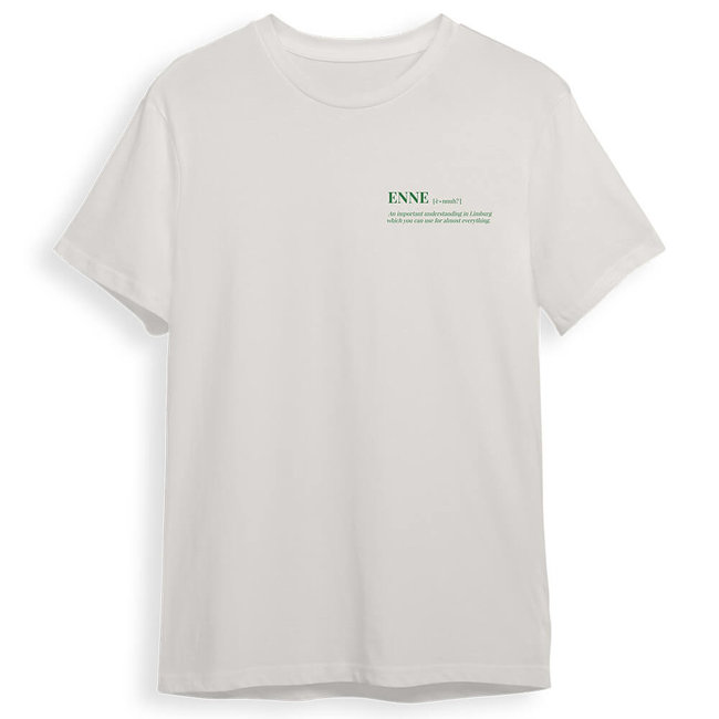 Pierre Maastricht T-shirt 'Enne? Ouch enne!' wit