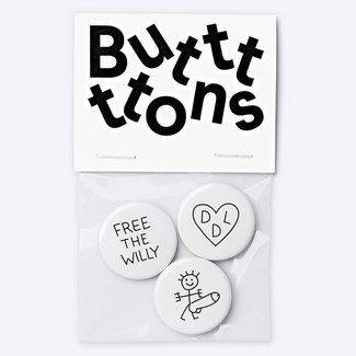 Dicks Don't Lie Buttons Free the Willy - 3 stuks