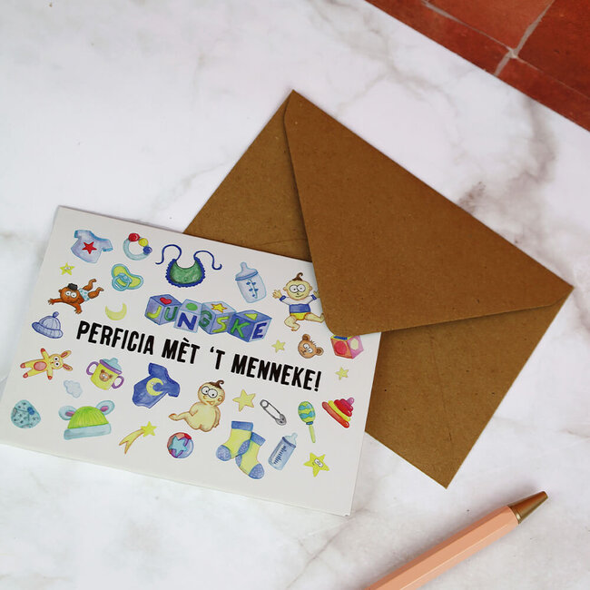 Limburgs Kwartet Wenskaart 'Perficia mèt 't menneke!'