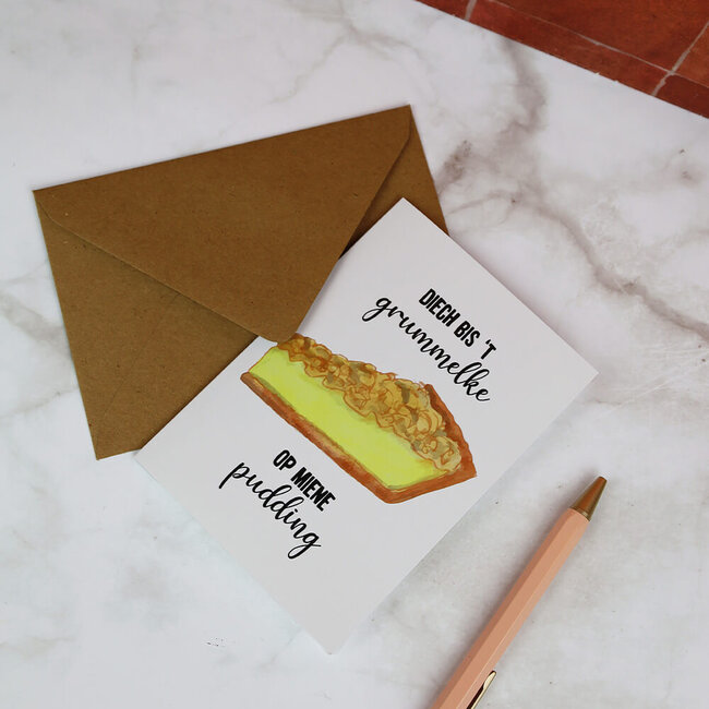 Limburgs Kwartet Wenskaart 'Diech bis 't grummelke op miene pudding'