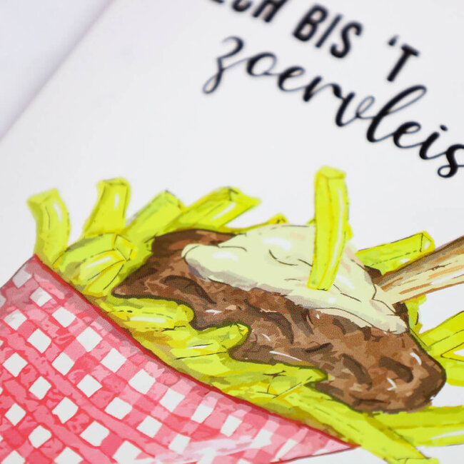 Limburgs Kwartet Wenskaart 'Diech bis 't zoervleis op mien tuut friete'