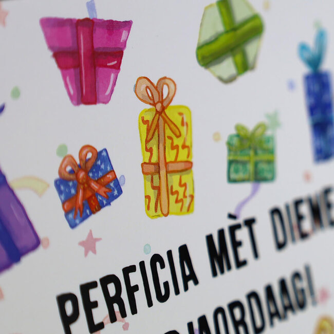 Limburgs Kwartet Wenskaart 'Perficia mèt diene verjaordaag'