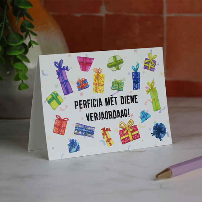 Limburgs Kwartet Wenskaart 'Perficia mèt diene verjaordaag'