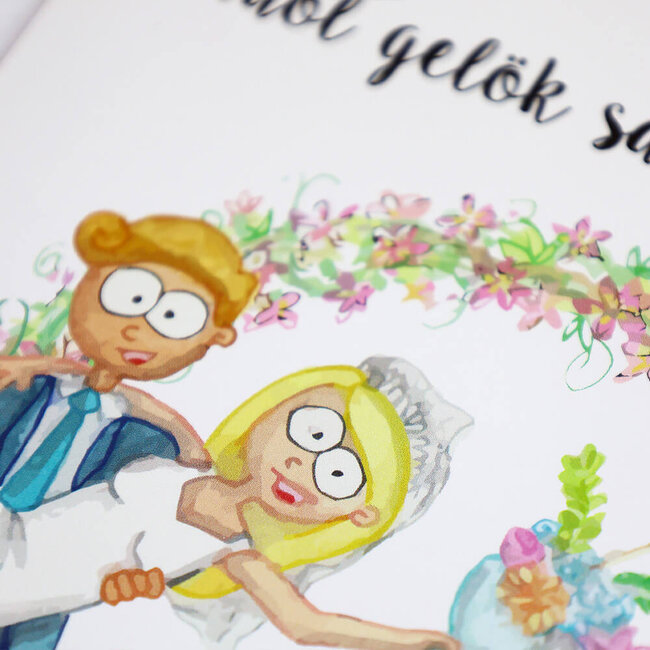 Limburgs Kwartet Wenskaart 'trouwen man-vrouw 'Väöl gelök same'