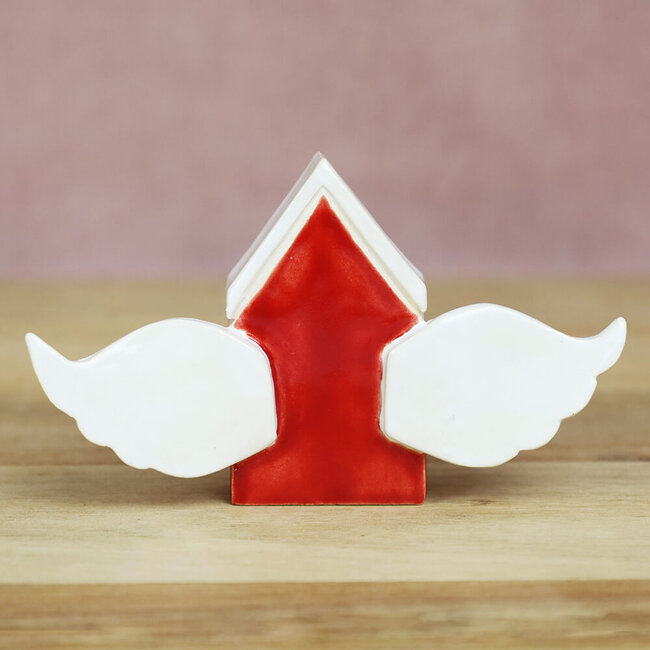 Kleimadam Maastricht huisje met vleugels - rood