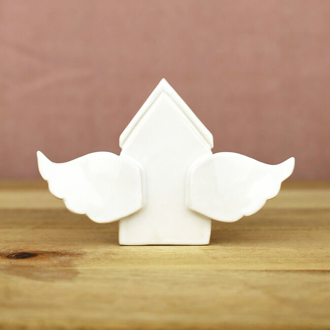 Kleimadam Maastricht huisje met vleugels - wit