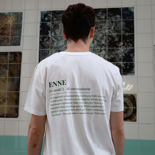 Pierre Maastricht T-shirt 'Enne? Ouch enne!' wit