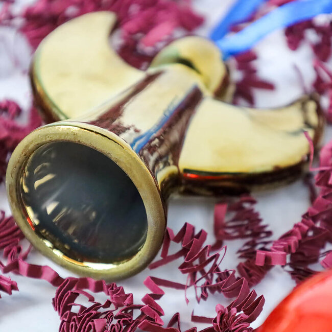 Heinen Delfts blauw Kerst Engel - goud