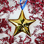 Heinen Delfts blauw Kerst Ster - goud