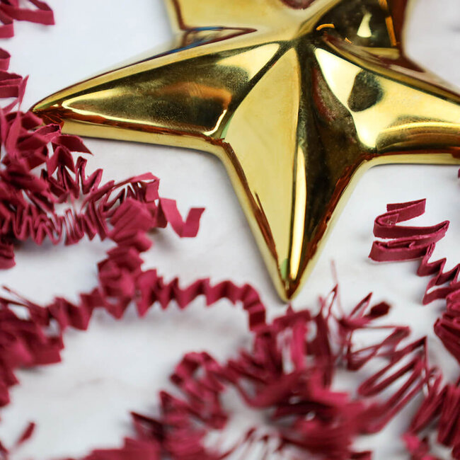 Heinen Delfts blauw Kerst Ster - goud