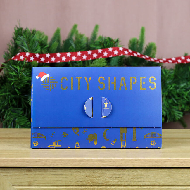 City Shapes Kerstballen set  Maastricht hout - 3 stuks