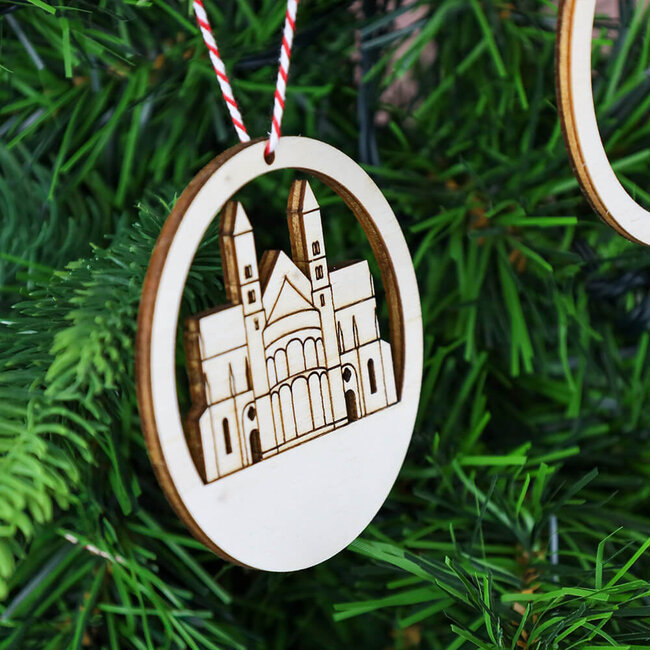 City Shapes Kerstballen set  Maastricht hout - 3 stuks