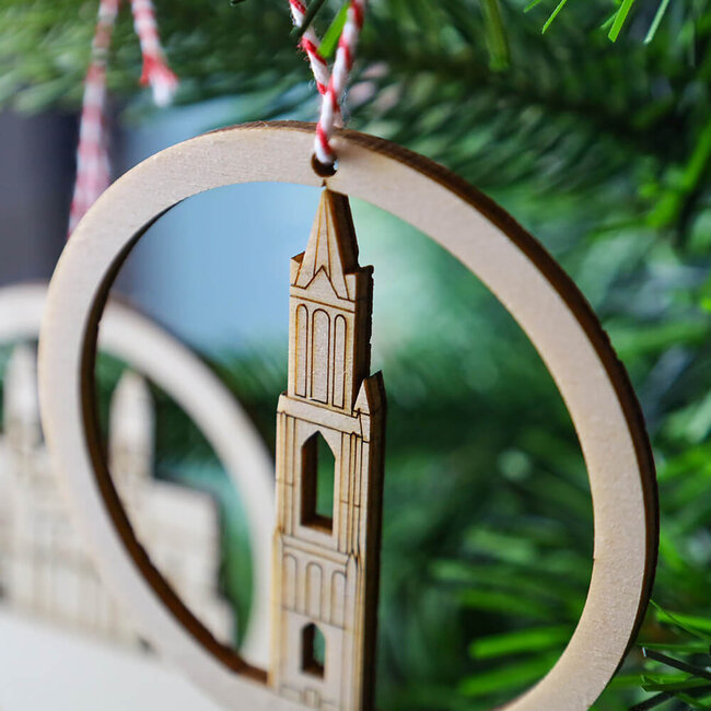 City Shapes Kerstballen set  Maastricht hout - 3 stuks