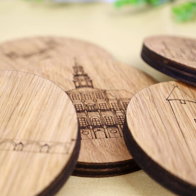 City Shapes Onderzetters Maastricht hout - 6 stuks