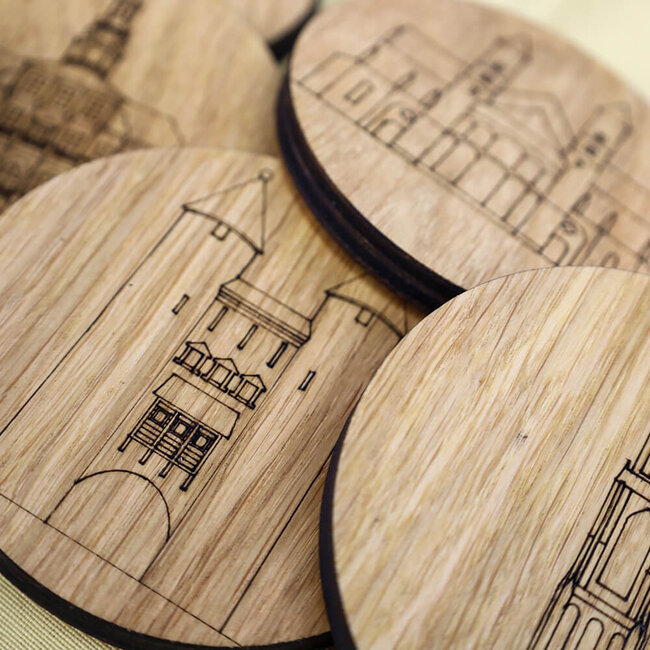 City Shapes Onderzetters Maastricht hout - 6 stuks