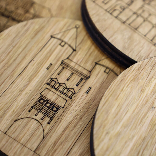 City Shapes Onderzetters Maastricht hout - 6 stuks