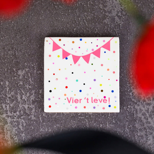 FCK PRFCT Tegeltje 'Vier 't leve' - wit