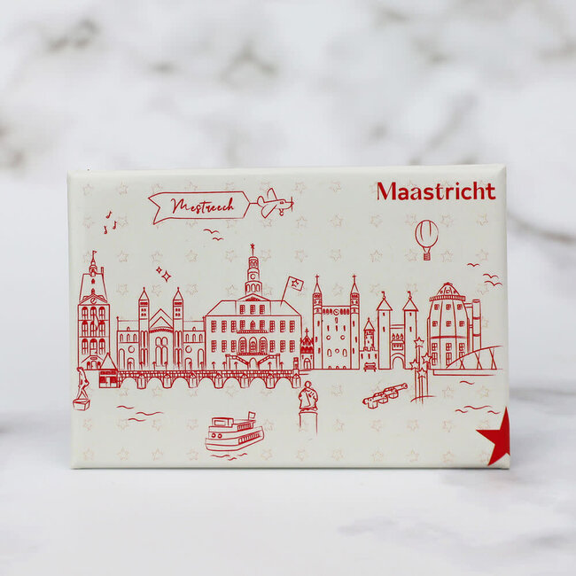 Maastricht Store Magneet Skyline Maastricht wit-rood