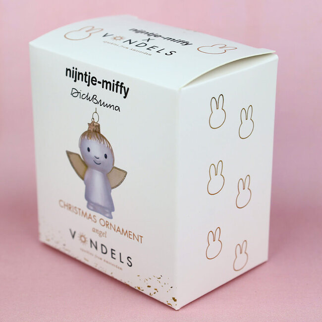 Vondels Kerstornament Nijntje engel glas - goud