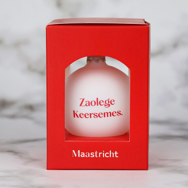 Maastricht Store Kerstbal 'Zaolege keersemes' wit