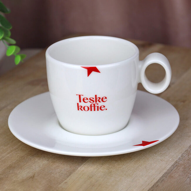 Maastricht Store Schoteltje voor Koffiekopje dialect 'Teske Koffie' - Ø 16 cm