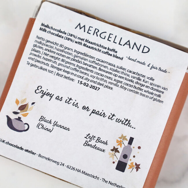 K&K Mergellandcarré melkchocolade met hazelnoot en koffie  - 80 g