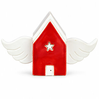 Kleimadam Maastricht huisje met vleugels - rood