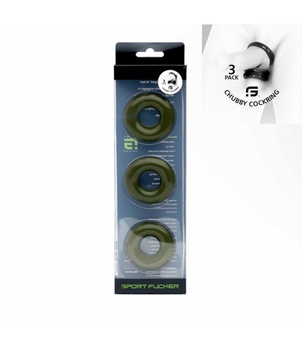 Sport fucker Chubby rubber cockring 3-pack - Red