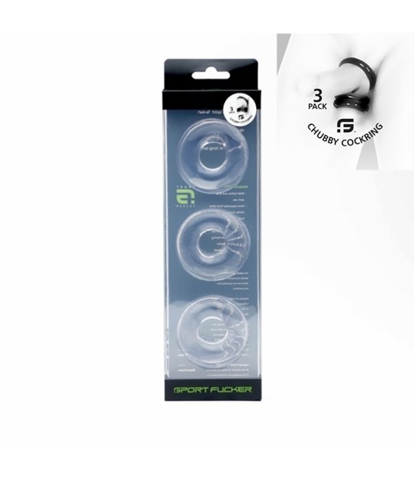 Sport fucker Chubby rubber cockring 3-pack - Red