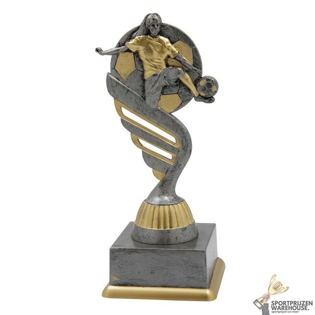Voordelige Voetbal Dames trofee met een antiek look
