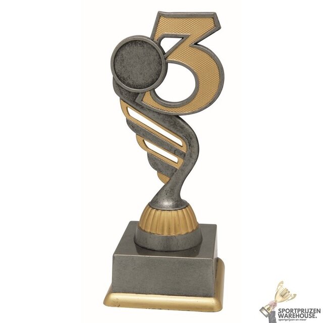 Voordelige Nummer 3 trofee met een antiek look