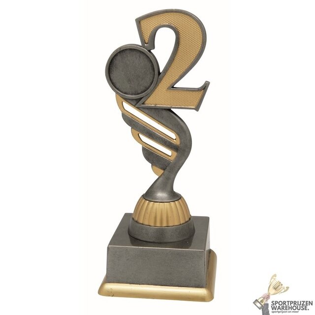 Voordelige Nummer 2 trofee met een antiek look