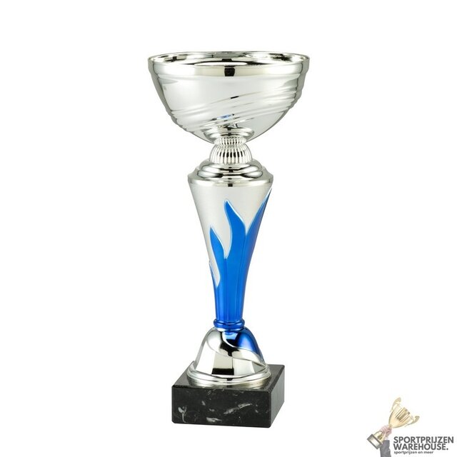 Leuke zilveren sportprijs met blauwe accenten - ET.180B.04.E