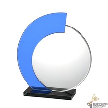Luxe blauwe glazen award in verschillende afmetingen - W453A