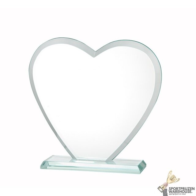 Heart shaped glazen award in verschillende afmetingen