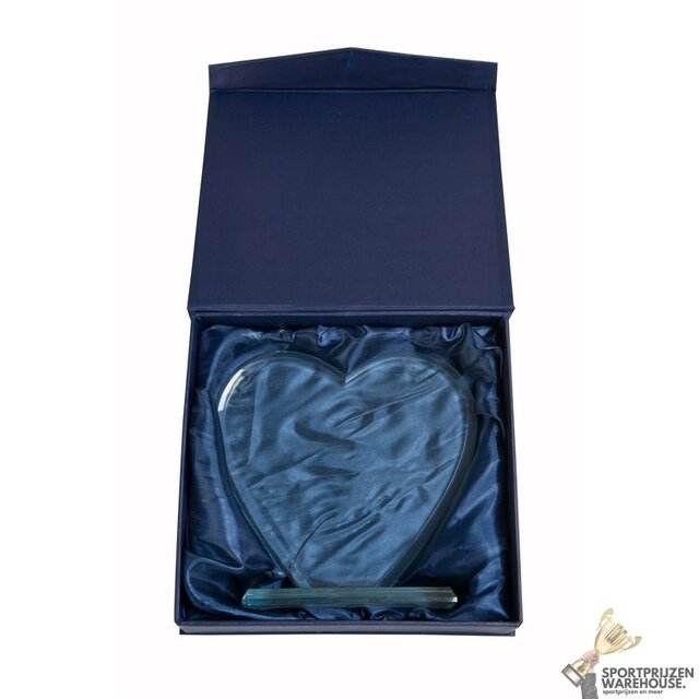 Heart shaped glazen award in verschillende afmetingen