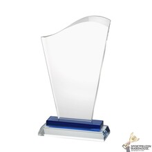 Blauw accent glazen award in verschillende afmetingen - GL.055